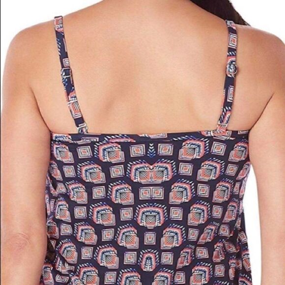 Swim Solutions  play printed side tie tankini Top - Picture 2 of 7